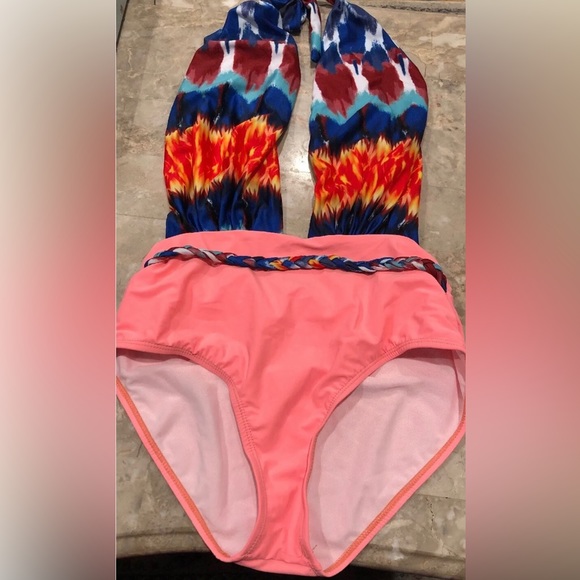 Other - Halter Multicolored Print One-piece Swimwear Size Large